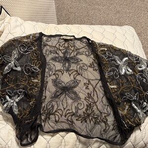 Flashback Sheer Black Kimono with Embroidery